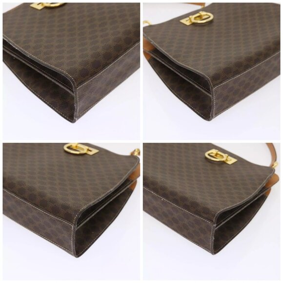 CELINE Macadam Canvas Hand Bag PVC Leather Brown AutH - Picture 14 of 15